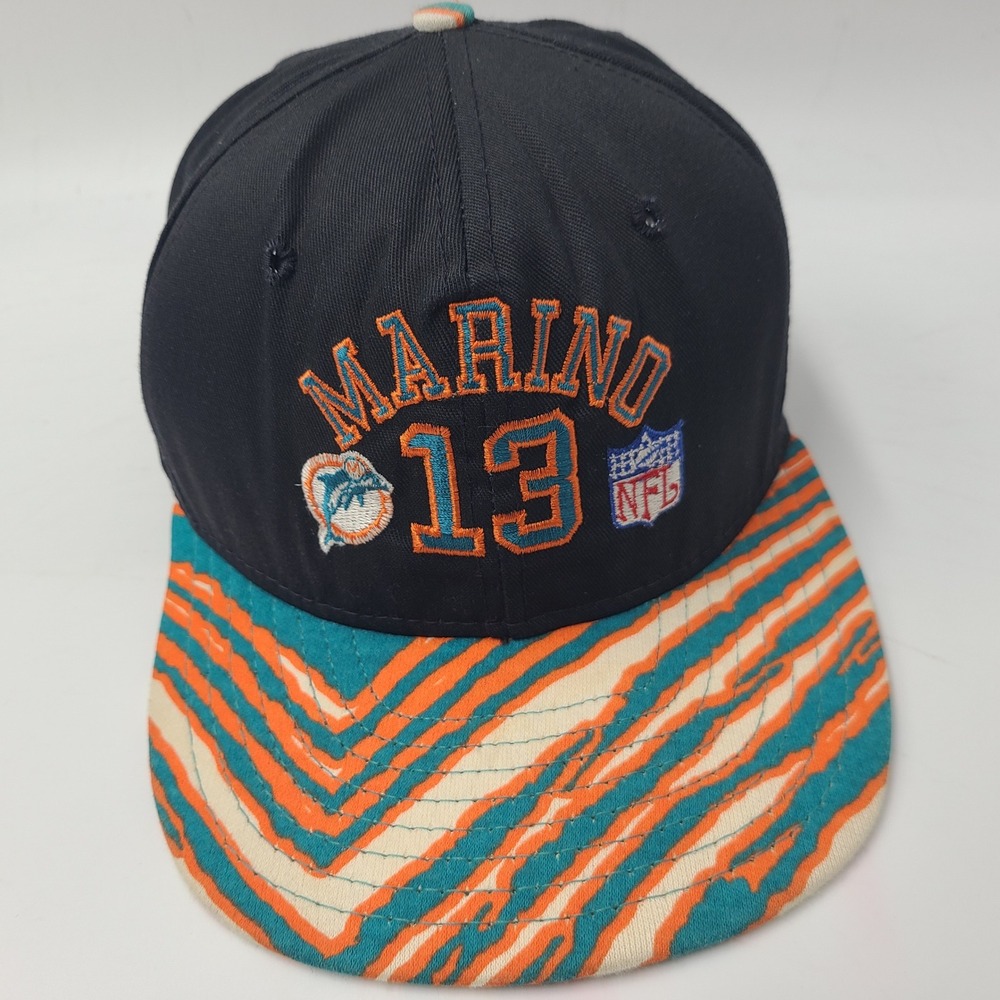 Vintage‎ Miami Dolphins Hat Snapback AJD Zubaz Brim Black NFL Dan Marino #13 Men
